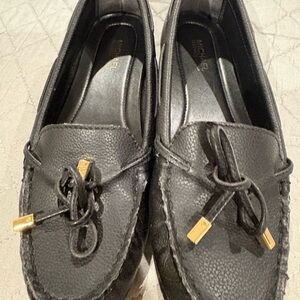 Michael Kors Black Leather Slip-On Loafers